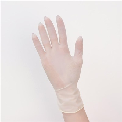 Перчатки хозяйственные латексные неопудренные, размер S, 100 шт/уп, цена за 1 шт, цвет белый