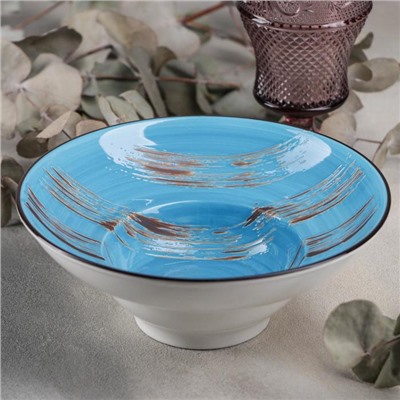 Тарелка фарфоровая для пасты Scratch, 800 мл, d=19,5 см, цвет голубой