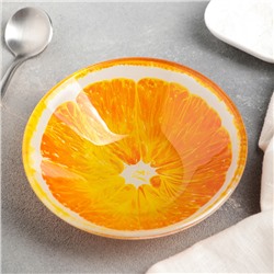 Салатник стеклянный Доляна «Апельсин», 150 мл, d=12 см, цвет оранжевый