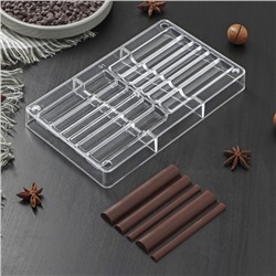 Форма для шоколада и конфет «Стикс», 12 ячеек, 20×12×2,5 см, ячейка 9×1,5/1/0,8 см