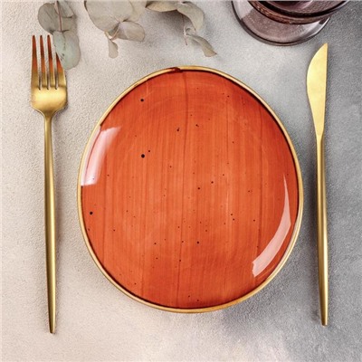 Блюдо керамическое сервировочное «Сапфир», 18×16,5×2 см, цвет оранжевый