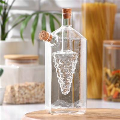 Бутыль стеклянная для соусов и масла 2 в 1 «Фьюжн. Виноград», 100/350 мл, 10,5×10,5×19,5 см