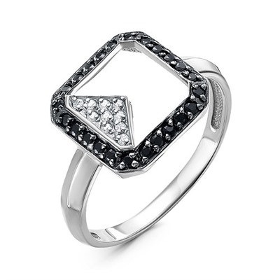 Серебряное кольцо с черными фианитами - 1208
