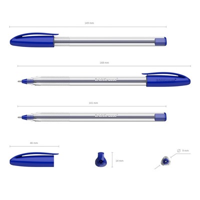 Ручка шариковая ErichKrause U-108 Classic Stick, игольчатый узел 1,0 мм, чернила синие, ультра-мягкое письмо