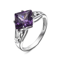 Серебряное кольцо с фиолетовым фианитом - 1224